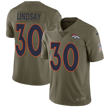 Nike Denver Broncos #30 Phillip Lindsay Olive Men’s Stitched NFL Limited 2017 Salute To Service Jersey