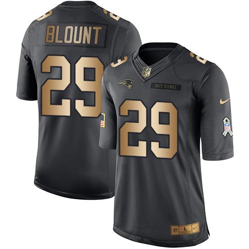 Men’s New England Patriots #29 LeGarrette Blount Anthracite Gold 2016 Salute To Service Stitched NFL Nike Limited Jersey