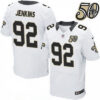 Men’s New Orleans Saints #92 John Jenkins White 50th Season Patch Stitched NFL Nike Elite Jersey
