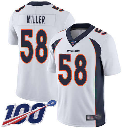 Broncos #58 Von Miller White Men’s Stitched Football 100th Season Vapor Limited Jersey