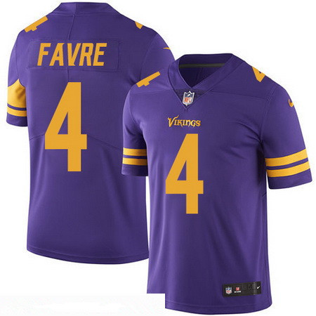 Men’s Minnesota Vikings #4 Brett Favre Retired Purple 2016 Color Rush Stitched NFL Nike Limited Jersey