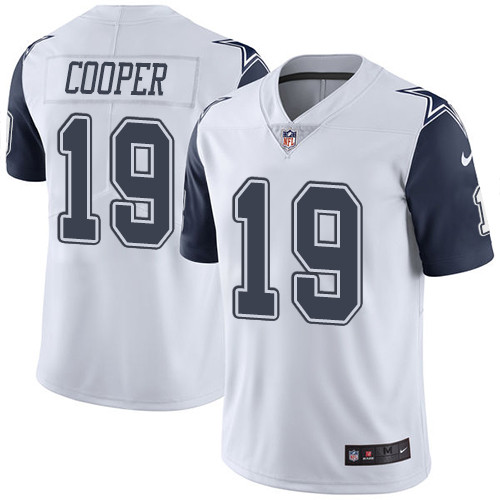 Nike Dallas Cowboys #19 Amari Cooper White Men’s Stitched NFL Limited Rush Jersey