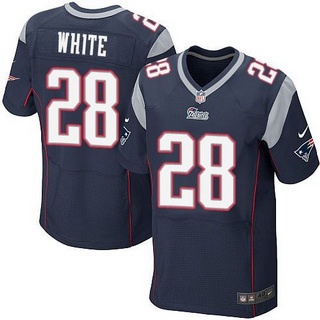 Men’s New England Patriots #28 James White Navy Blue Team Color NFL Nike Elite Jersey
