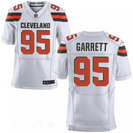 Men’s 2017 NFL Draft Cleveland Browns #95 Myles Garrett White Road Stitched NFL Nike Elite Jersey