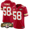 Men’s Kansas City Chiefs #58 Derrick Thomas Red 2023 F.U.S.E. AFC West Champions With NKH Patch Vapor Untouchable Limited Football Stitched Jersey