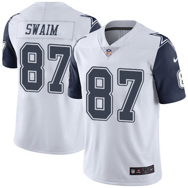 Nike Cowboys 87 Geoff Swaim White Men’s Stitched NFL Limited Rush Jersey