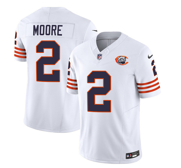 Men’s Chicago Bears #2 DJ Moore White 2023 F.U.S.E. Throwback Limited Football Stitched Game Jersey