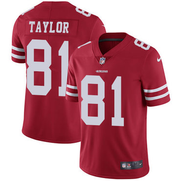 Nike 49ers #81 Trent Taylor Red Team Color Men’s Stitched NFL Vapor Untouchable Limited Jersey