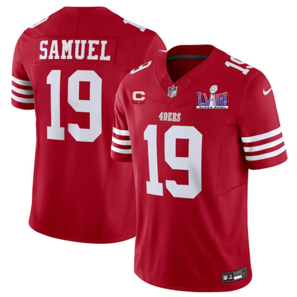 Men’s San Francisco 49ers #19 Deebo Samuel Red 2024 F.U.S.E. Super Bowl LVIII Patch And 1-star C Patch Vapor Untouchable Limited Football Stitched Jersey