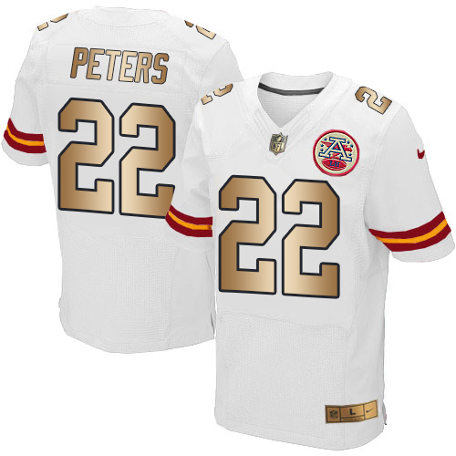 Nike Chiefs #22 Marcus Peters White Men’s Stitched NFL Elite Gold Jersey