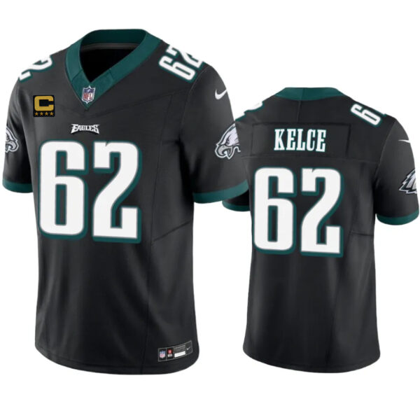 Men’s Philadelphia Eagles #62 Jason Kelce Black 2023 F.U.S.E. With 4-Star C Patch Vapor Vapor Untouchable Limited Football Stitched Jersey