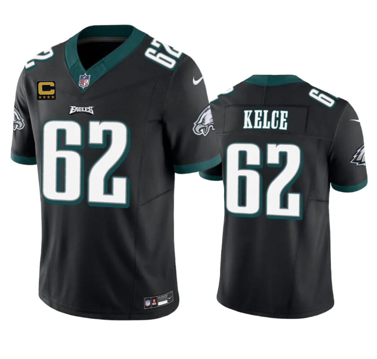 Men’s Philadelphia Eagles #62 Jason Kelce Black 2023 F.U.S.E. With 4-Star C Patch Vapor Vapor Untouchable Limited Football Stitched Jersey