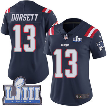Women’s New England Patriots #13 Phillip Dorsett Navy Blue Nike NFL Rush Vapor Untouchable Super Bowl LIII Bound Limited Jersey