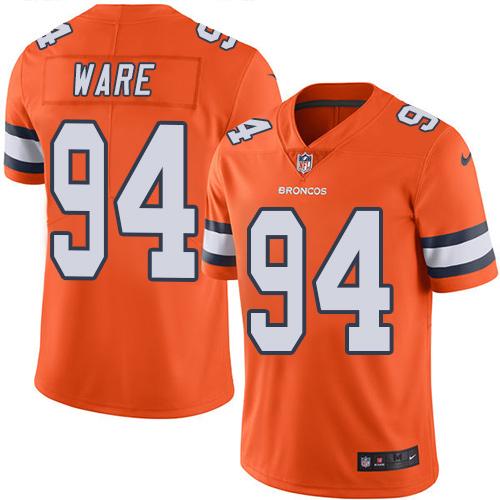 Nike Broncos #94 DeMarcus Ware Orange Men’s Stitched NFL Limited Rush Jersey