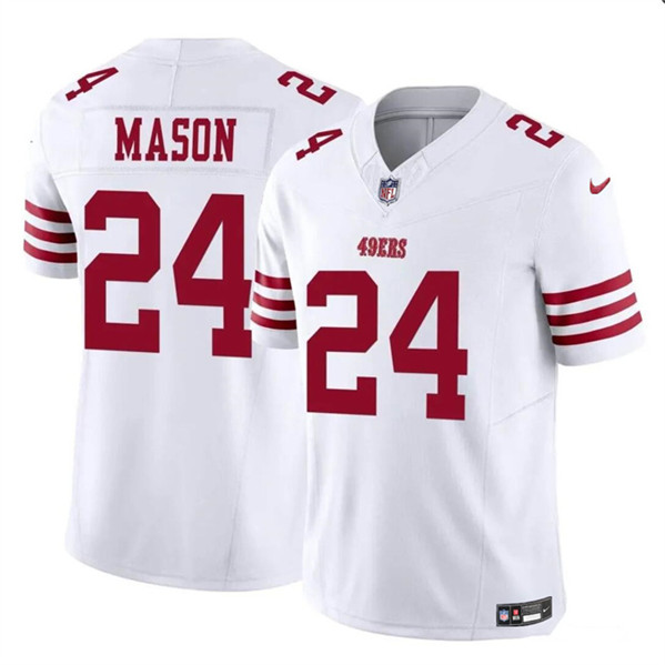 Men’s San Francisco 49ers #24 Jordan Mason White 2023 F.U.S.E. Football Stitched Jersey