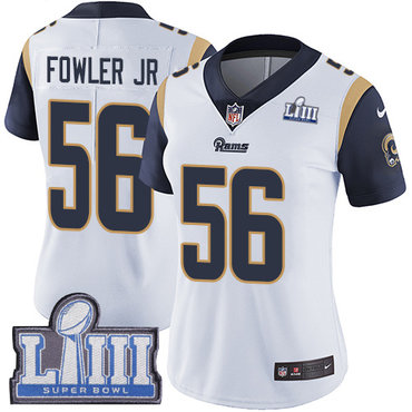#56 Limited Dante Fowler Jr White Nike NFL Road Women’s Jersey Los Angeles Rams Vapor Untouchable Super Bowl LIII Bound