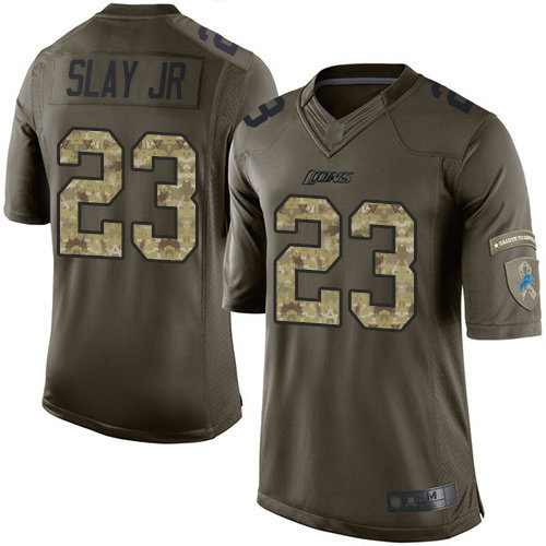 Lions #23 Darius Slay Jr Green Men’s Stitched Football Limited 2015 Salute to Service Jersey