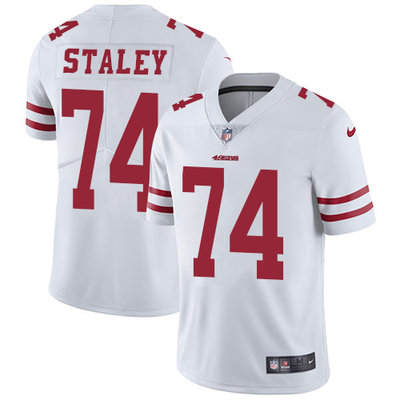 Nike San Francisco 49ers #74 Joe Staley White Men’s Stitched NFL Vapor Untouchable Limited Jersey