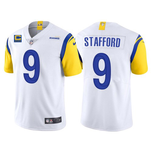 Men’s Los Angeles Rams 2022 #9 Matthew Stafford White With 4-star C Patch Stitched NFL Jersey