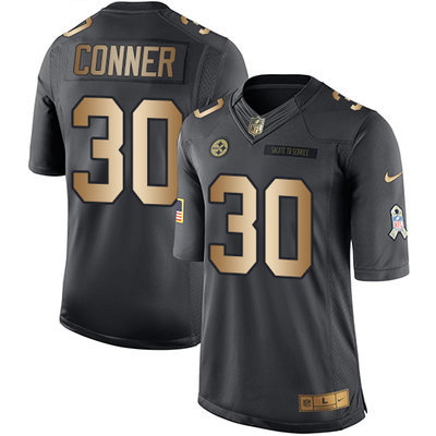 Nike Pittsburgh Steelers #30 James Conner Black Men’s Stitched NFL Limited Gold Salute To Service Jersey