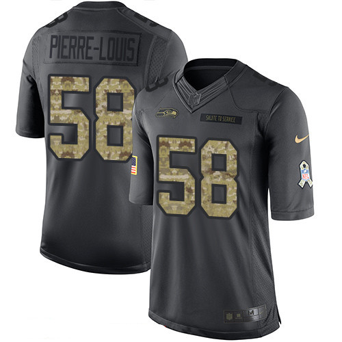 Men’s Seattle Seahawks #58 Kevin Pierre-Louis Black Anthracite 2016 Salute To Service Stitched NFL Nike Limited Jersey