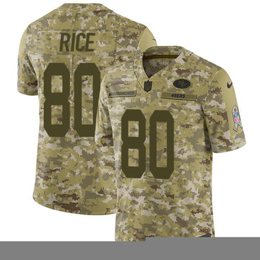 Nike 49ers #80 Jerry Rice Camo Men’s Stitched NFL Limited 2018 Salute To Service Jersey