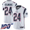 Patriots #24 Stephon Gilmore White Men’s Stitched Football 100th Season Vapor Limited Jersey