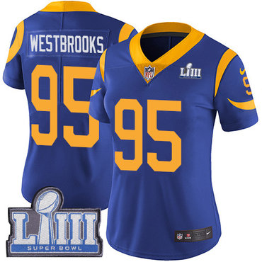 Women’s Los Angeles Rams #95 Ethan Westbrooks Royal Blue Nike NFL Alternate Vapor Untouchable Super Bowl LIII Bound Limited Jersey