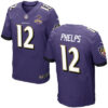 Men’s Baltimore Ravens #12 Michael Phelps Purple Team Color Stitched NFL Nike Elite Jersey