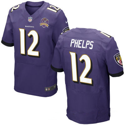 Men’s Baltimore Ravens #12 Michael Phelps Purple Team Color Stitched NFL Nike Elite Jersey