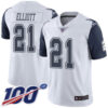 Cowboys #21 Ezekiel Elliott White Men’s Stitched Football Limited Rush 100th Season Jersey