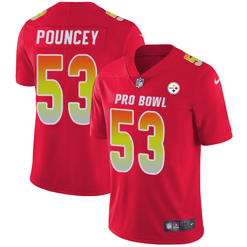Nike Pittsburgh Steelers #53 Maurkice Pouncey Red Men’s Stitched NFL Limited AFC 2019 Pro Bowl Jersey