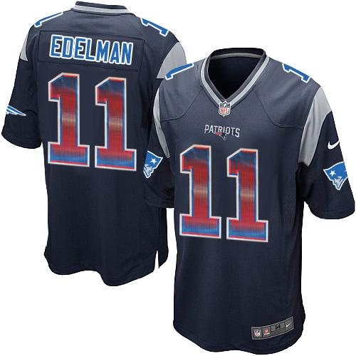 Nike Patriots #11 Julian Edelman Navy Blue Team Color Men’s Stitched NFL Limited Strobe Jersey