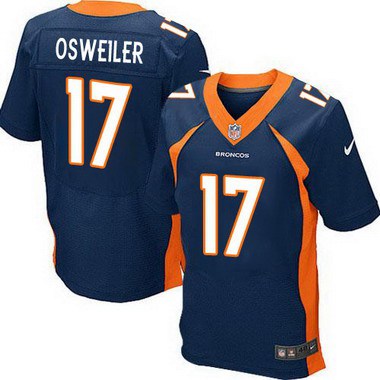Men’s Denver Broncos #17 Brock Osweiler Navy Blue Alternate NFL Nike Elite Jersey