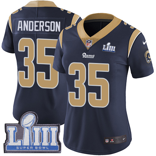 #35 Limited C.J. Anderson Navy Blue Nike NFL Home Women’s Jersey Los Angeles Rams Vapor Untouchable Super Bowl LIII Bound