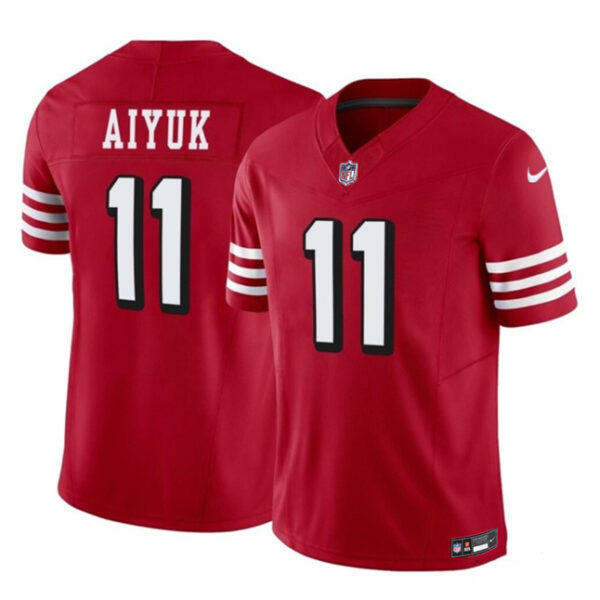 Men’s San Francisco 49ers #11 Brandon Aiyuk Red 2023 F.U.S.E. Vapor Limited Throwback Football Stitched Jersey