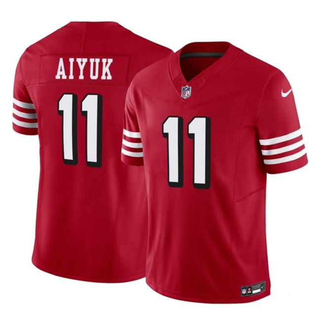 Men’s San Francisco 49ers #11 Brandon Aiyuk Red 2023 F.U.S.E. Vapor Limited Throwback Football Stitched Jersey