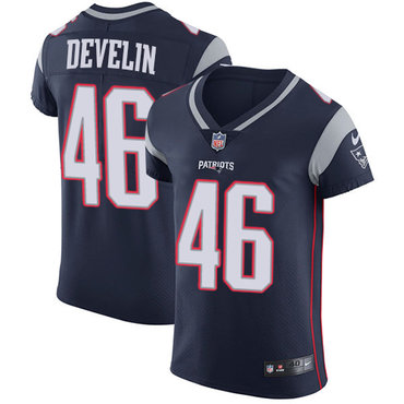 Men’s Nike New England Patriots #46 James Develin Navy Blue Team Color Stitched NFL Vapor Untouchable Elite Jersey