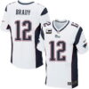Nike New England Patriots #12 Tom Brady White C Patch Elite Jersey