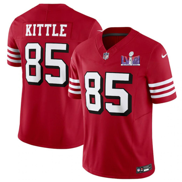 Men’s San Francisco 49ers #85 George Kittle New Red 2024 F.U.S.E. Super Bowl LVIII Patch Vapor Untouchable Limited Football Stitched Jersey