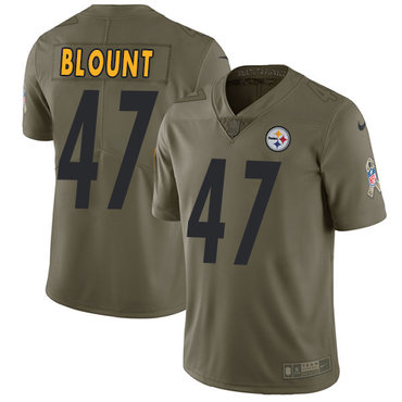 Nike Pittsburgh Steelers #47 Mel Blount Olive Men’s Stitched NFL Limited 2017 Salute to Service Jersey