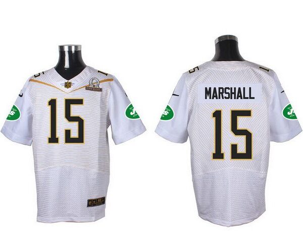 Men’s New York Jets #15 Brandon Marshall White 2016 Pro Bowl Nike Elite Jersey