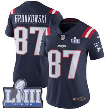 Women’s New England Patriots #87 Rob Gronkowski Navy Blue Nike NFL Rush Vapor Untouchable Super Bowl LIII Bound Limited Jersey