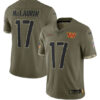 Men’s Washington Commanders #17 Terry McLaurin 2022 Olive Salute To Service Limited Stitched Jersey