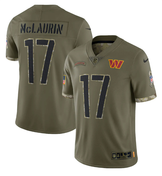 Men’s Washington Commanders #17 Terry McLaurin 2022 Olive Salute To Service Limited Stitched Jersey