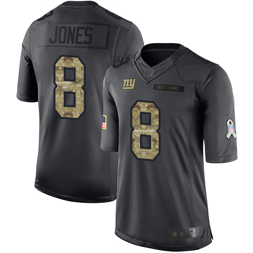 Giants #8 Daniel Jones Black Men’s Stitched Football Limited 2016 Salute To Service Jersey