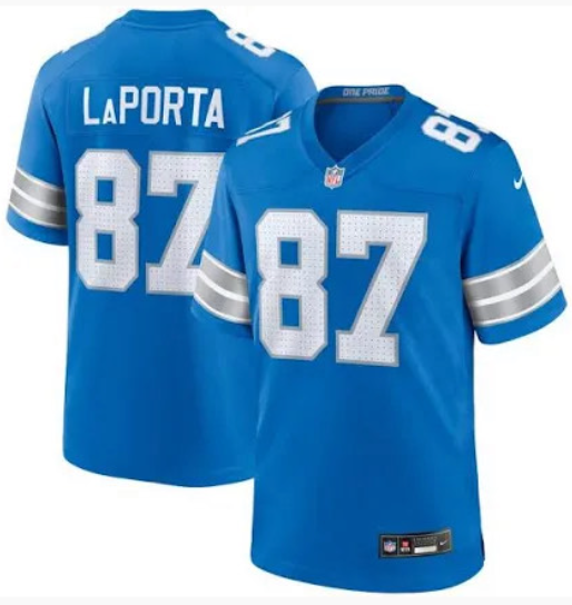 Men’s Detroit Lions #87 Sam Laporta Blue 2024 F.U.S.E. Vapor Limited Stitched Jersey