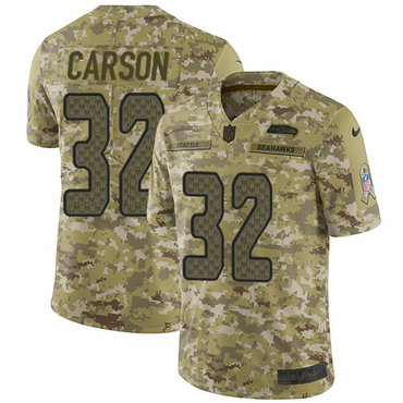 Nike Seahawks 32 Chris Carson Camo Men’s Stitched NFL Limited 2018 Salute To Service Jersey