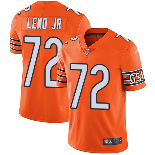 Men’s Nike Chicago Bears #72 Charles Leno Jr Orange Stitched Football Limited Rush Jersey
