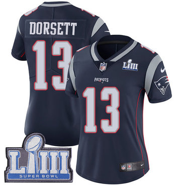 Women’s New England Patriots #13 Phillip Dorsett Navy Blue Nike NFL Home Vapor Untouchable Super Bowl LIII Bound Limited Jersey